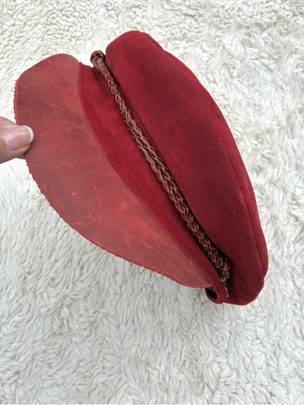 Brixton NWOT Ashland Red Faux Suede Cap Sz Large - Picture 5 of 9